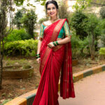 Red pure Mysore silk  130gsm thickness  Grand sarees with rich pallu