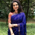 Navy blue  Pure Mysore silk 130gsm  Pure gold zari