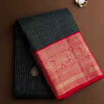 Pure Kanchivaram Silk Bottle Green Saree with Gold Zari Border