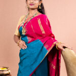 Pure Mysore Silk Rama Green Saree with Gold Zari Border