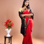 Pure Mysore Silk Red Saree with Gold Zari Border