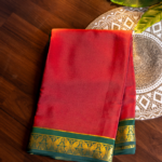 Pure Mysore Silk Red Saree with Gold Zari Border