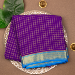 Pure Mysore Silk Purple Saree with Gold Zari Border