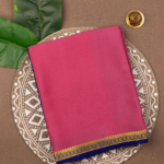 Pure Mysore Silk Baby Pink Saree with Gold Zari Border