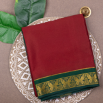 Pure Mysore Silk Brown Saree with Gold Zari Border