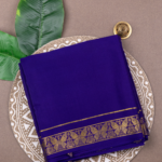 Pure Mysore Silk Navy Blue Saree with Gold Zari Border