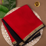 Pure Mysore Silk Red Saree with Gold Zari Border